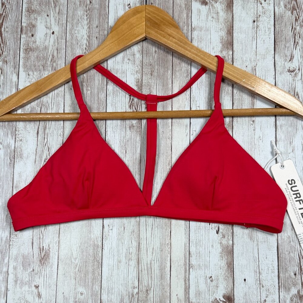 JOLYN Hailey Triangle Y Back Detail Bikini Top sz Large Cherry Red Women's Swim